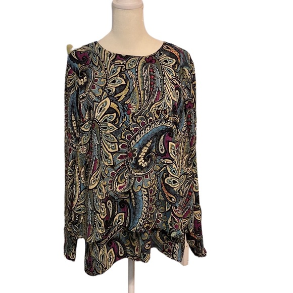 J. JILL paisley tiered dress blouse - Picture 3 of 14